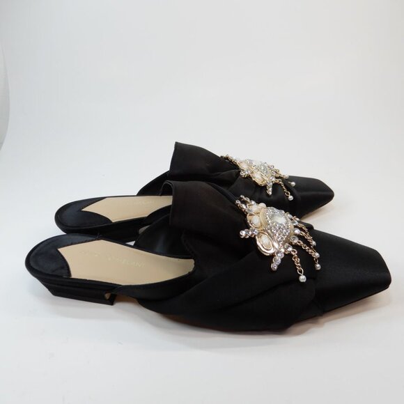 ANTONIO MELANI Lex Ornamented Backless Mules Slip On Shoes Size 6.5 Black NEW - Picture 8 of 15